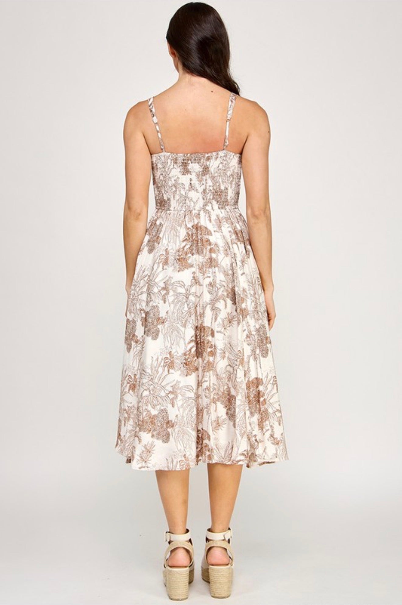 Tropical Print Midi Dress