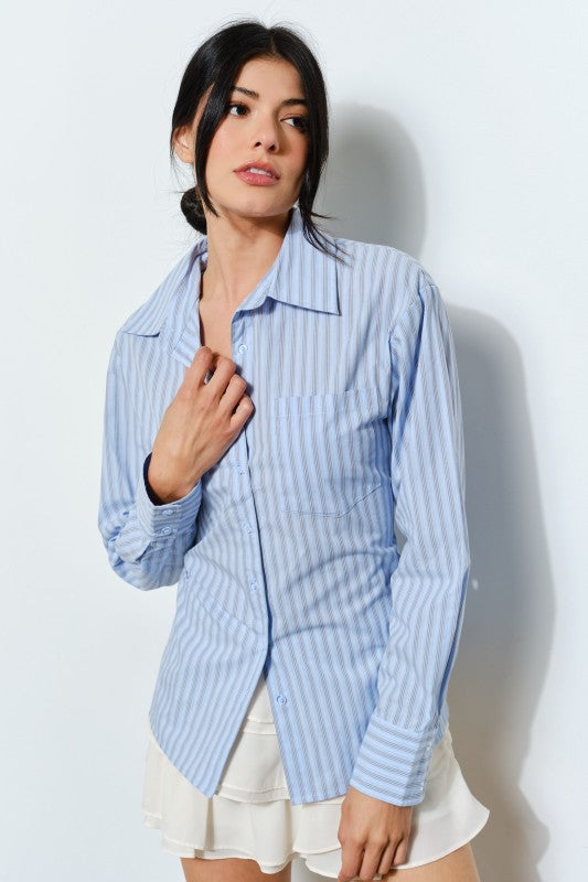 STRIPED BUTTON DOWN SHIRT