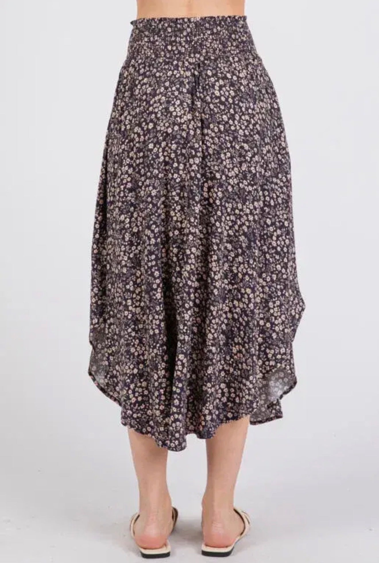 Uneven Hem Midi Skirt