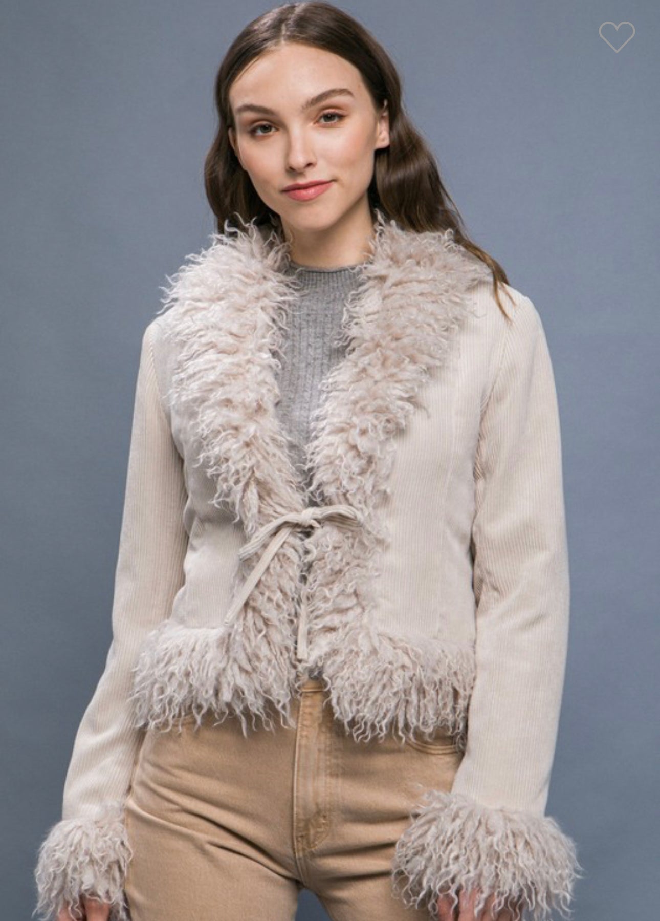 Faux Fur Trim Corduroy Coat