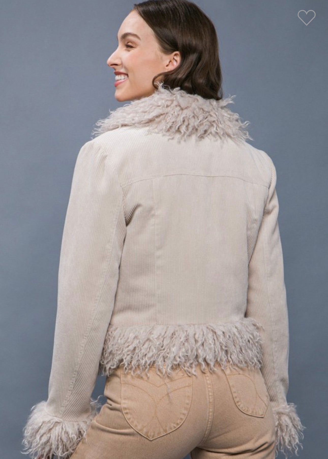 Faux Fur Trim Corduroy Coat