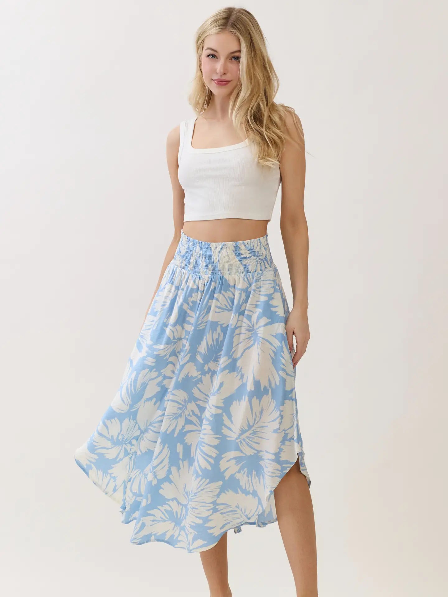 Round Hem Midi Skirt