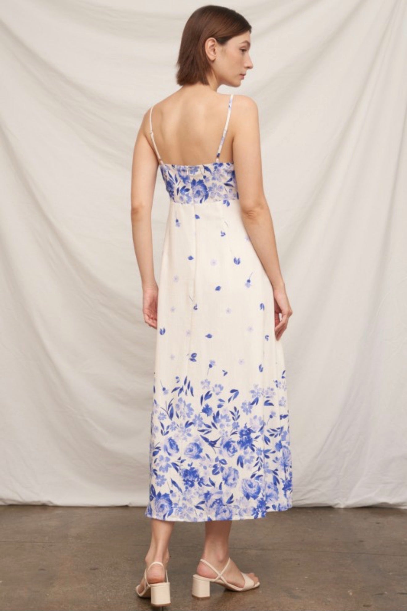 Sleeveless Floral Print Midi Dress