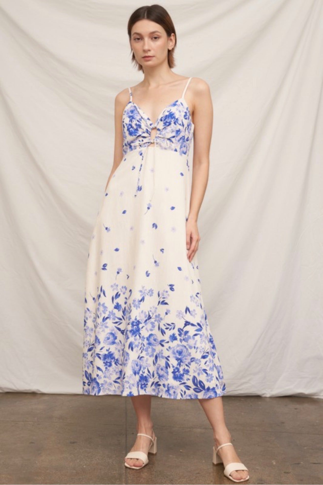 Sleeveless Floral Print Midi Dress