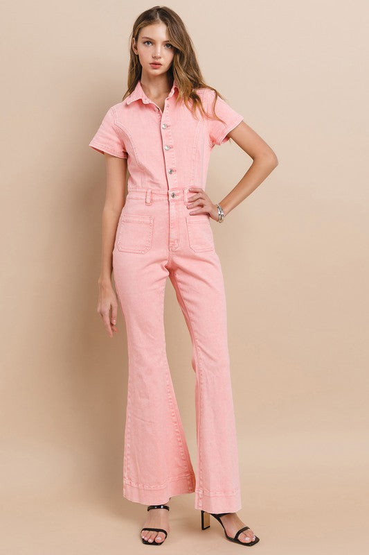 Acid Washed Pink Jumpsuit