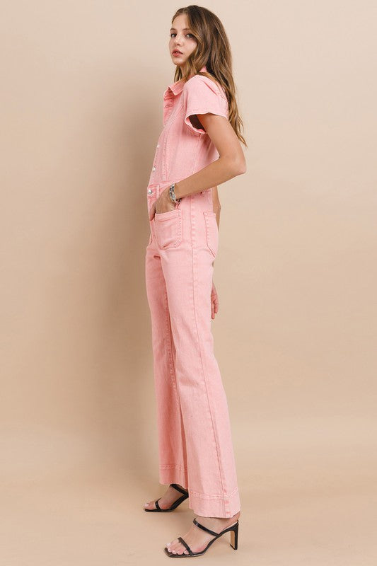 Acid Washed Pink Jumpsuit