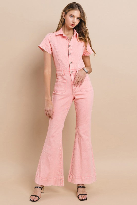 Acid Washed Pink Jumpsuit