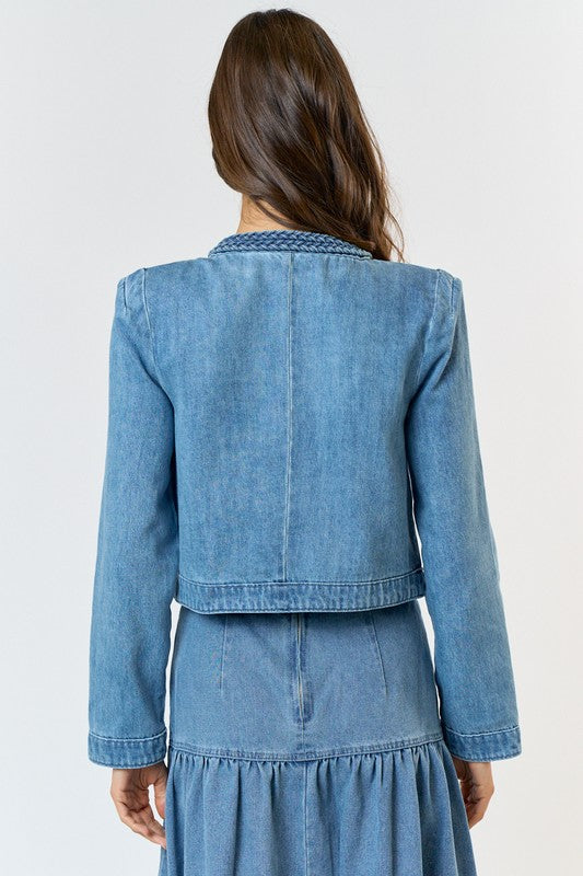 Open Braid Denim Jacket
