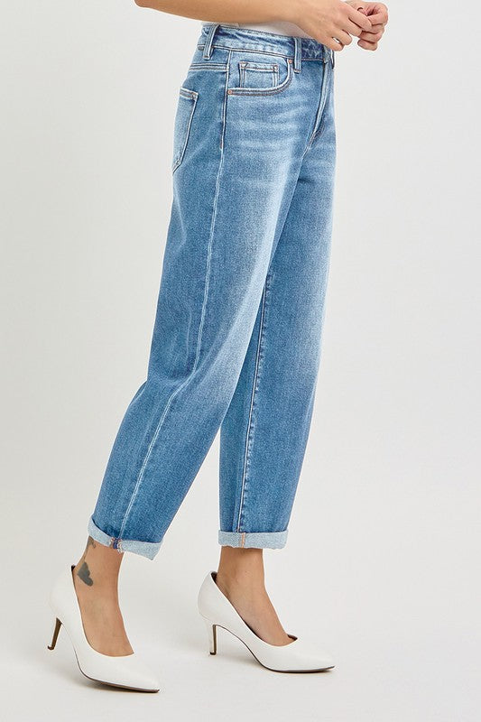 HIGH RISE CROP BARREL JEANS