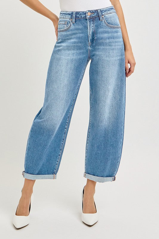 HIGH RISE CROP BARREL JEANS