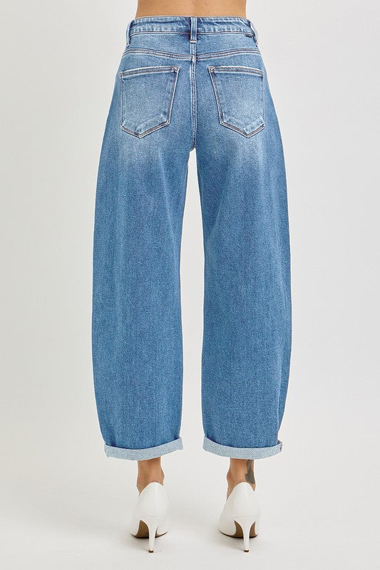 HIGH RISE CROP BARREL JEANS