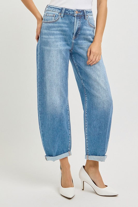 HIGH RISE CROP BARREL JEANS