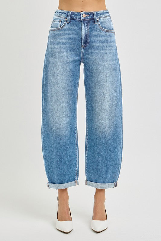 HIGH RISE CROP BARREL JEANS