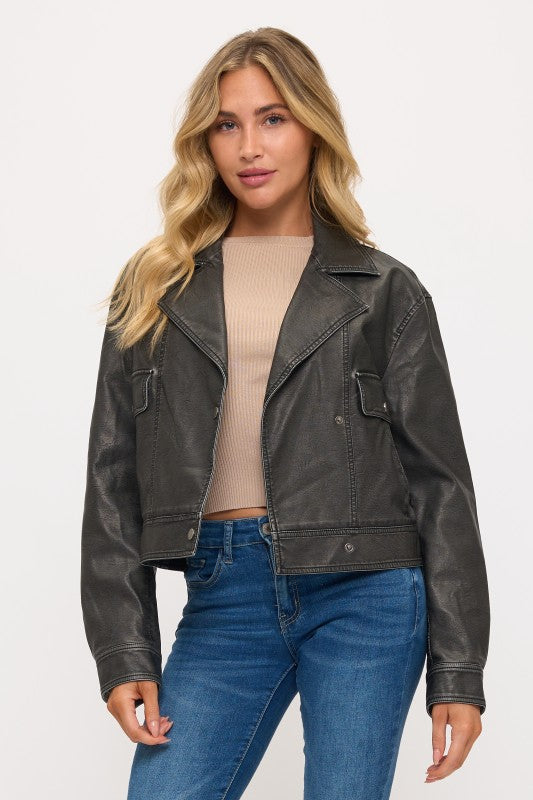 FAUX LEATHER MOTO JACKET