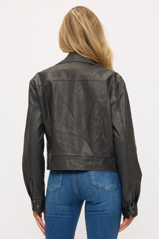 FAUX LEATHER MOTO JACKET