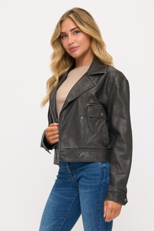 FAUX LEATHER MOTO JACKET