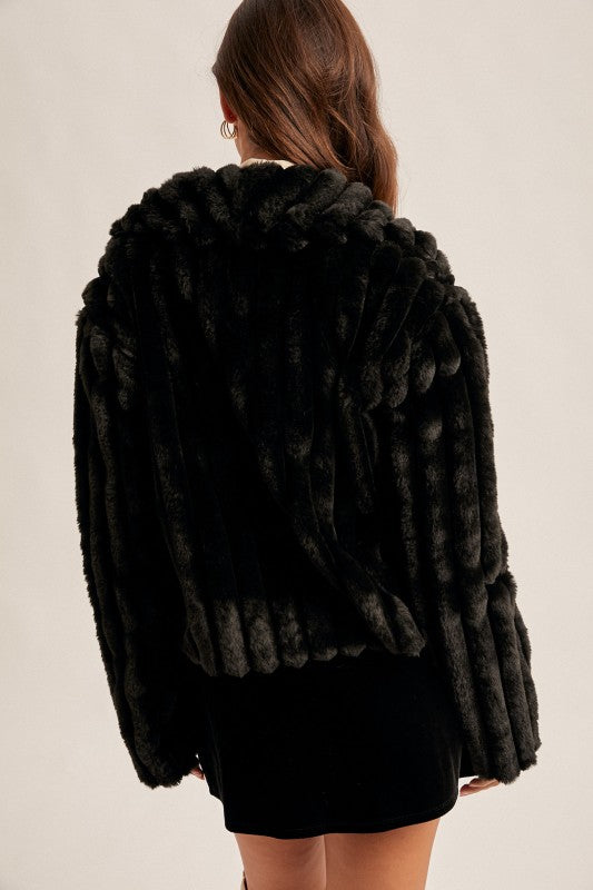 BLACK FAUX FUR COAT