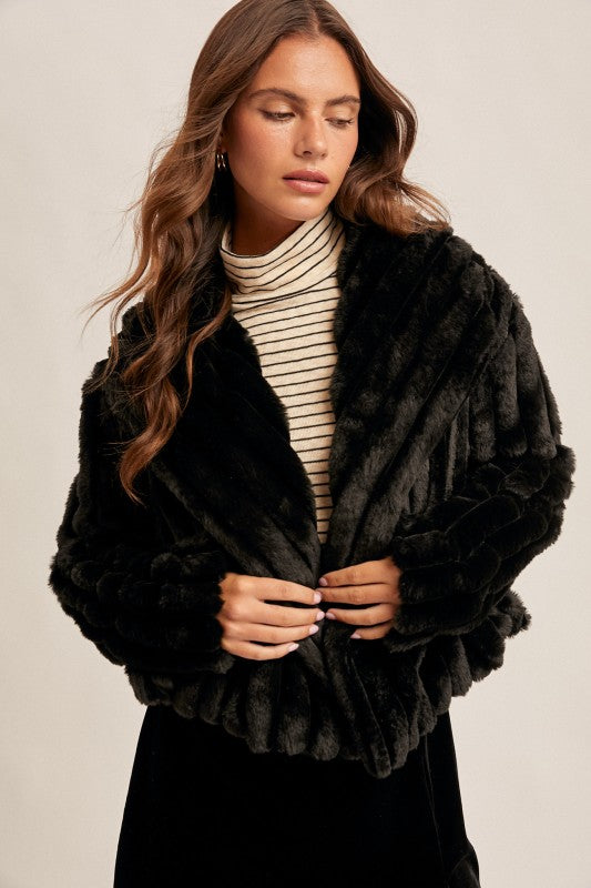 BLACK FAUX FUR COAT