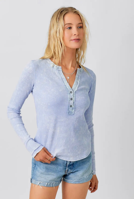 WASHED THERMAL HENLEY TOP