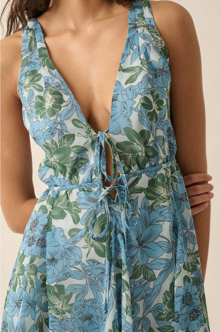 cultivate the soul floral mini dress FARM Rio Forest Soul Linen Mini Dress