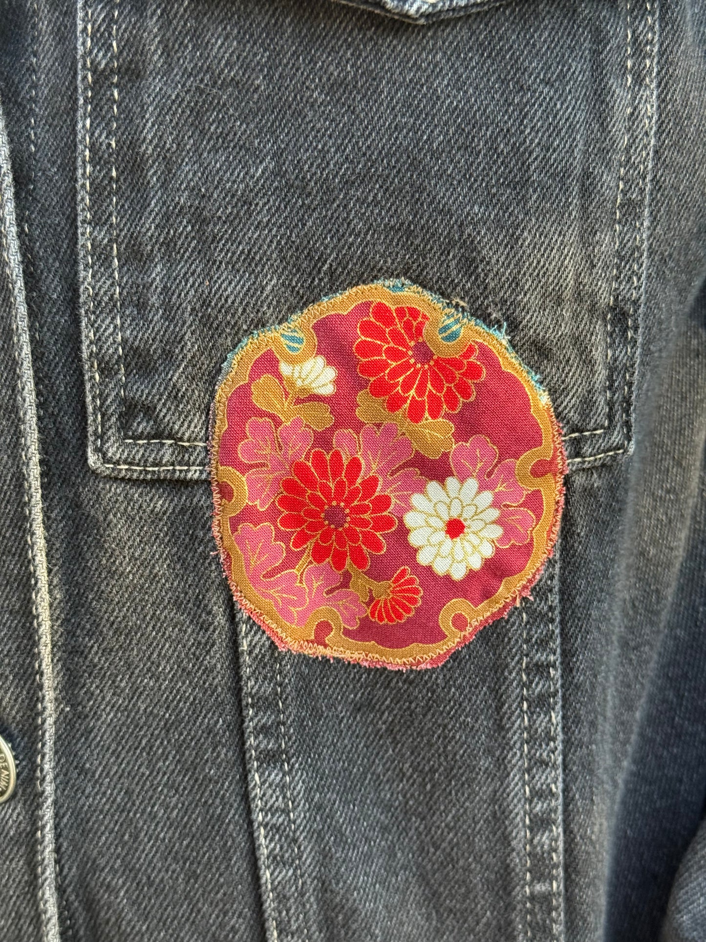 Repurposed Black Denim Jacket/Snake