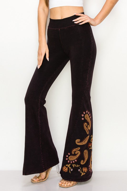 T-Party Paisley Embroidered Bell Bottoms