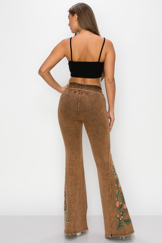 T-Party Embroidered Flare Pants